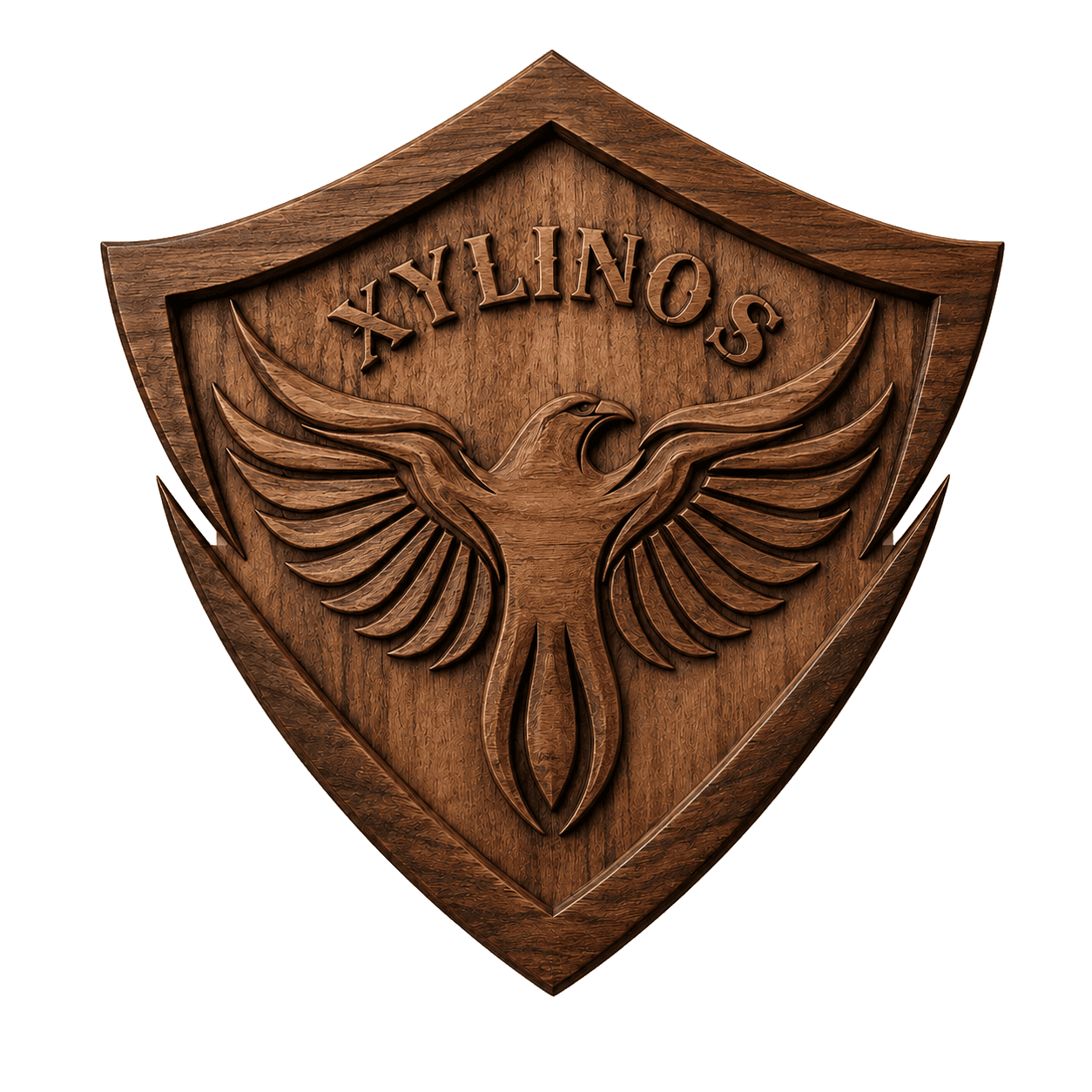 Escudo Xylinos tallado en madera